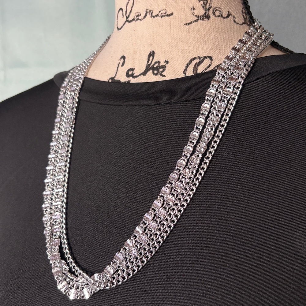Vintage Sarah Coventry Silvery Cascade 24” Layered Necklace